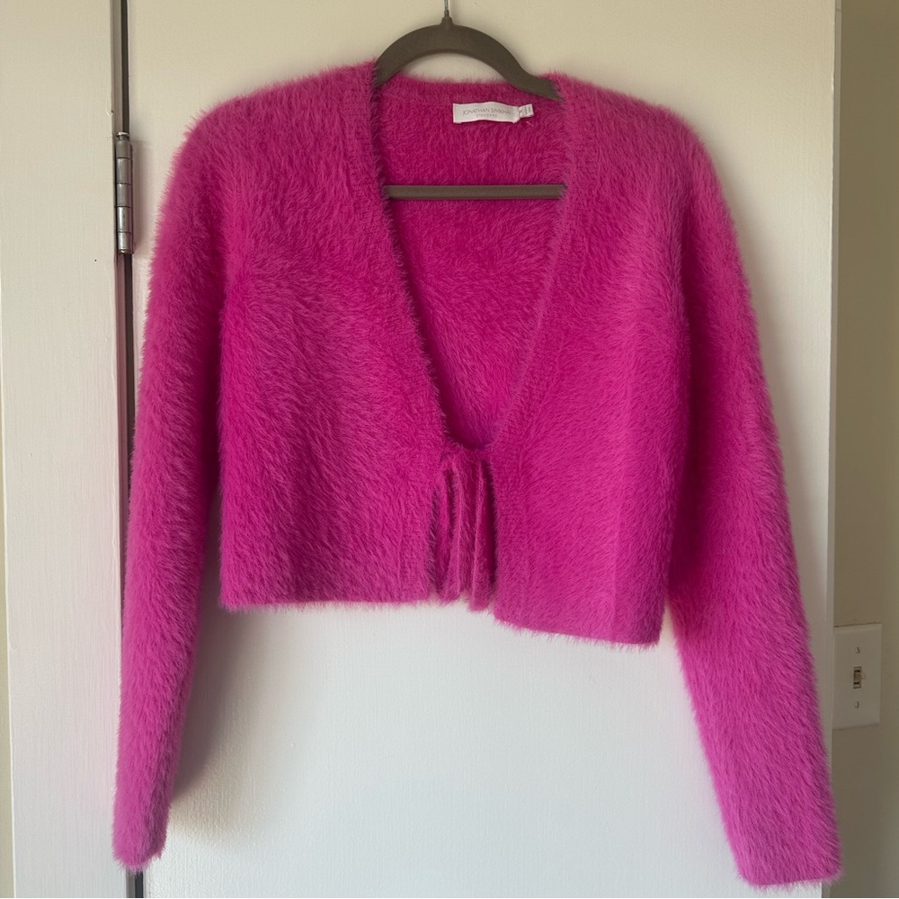 Jonathan Simkhai Vibrant Pink Fuzzy Cardigan Set - Picture 2 of 7
